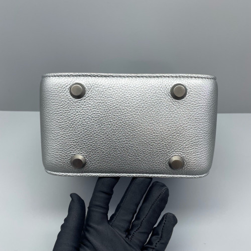 Balenciaga Two-Way Bag Metallic Pebbled Calfskin Silver