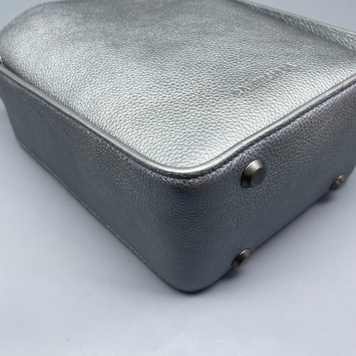 Balenciaga Two-Way Bag Metallic Pebbled Calfskin Silver