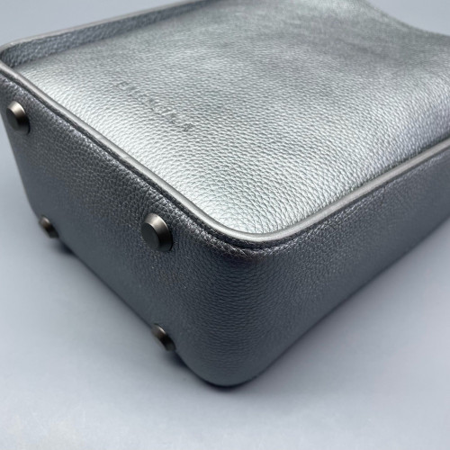 Balenciaga Two-Way Bag Metallic Pebbled Calfskin Silver
