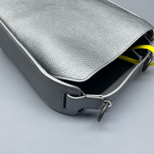 Balenciaga Two-Way Bag Metallic Pebbled Calfskin Silver