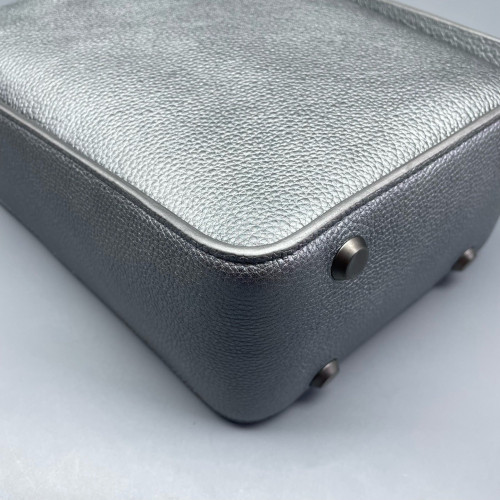 Balenciaga Two-Way Bag Metallic Pebbled Calfskin Silver