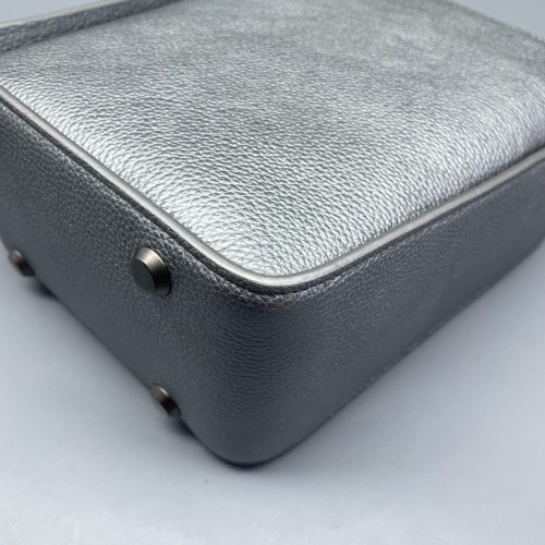 Balenciaga Two-Way Bag Metallic Pebbled Calfskin Silver