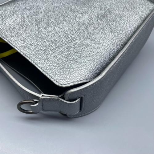 Balenciaga Two-Way Bag Metallic Pebbled Calfskin Silver