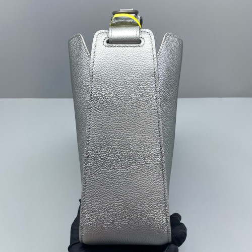 Balenciaga Two-Way Bag Metallic Pebbled Calfskin Silver