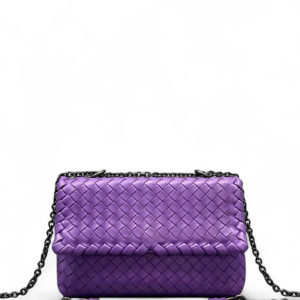 Bottega Veneta Small Olimpia Shoulder Bag Lambskin Intrecciato Purple