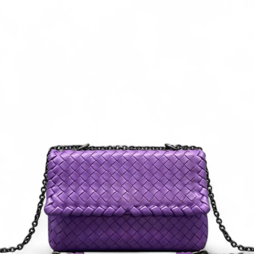 Bottega Veneta Small Olimpia Shoulder Bag Lambskin Intrecciato Purple