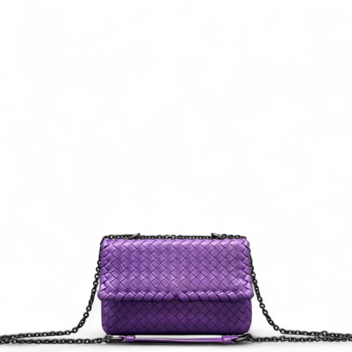 Bottega Veneta Small Olimpia Shoulder Bag Lambskin Intrecciato Purple