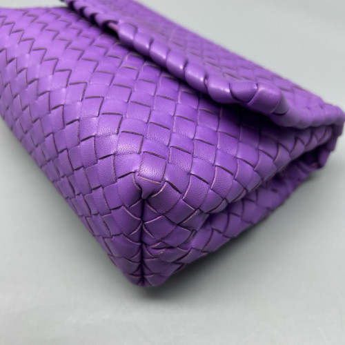 Bottega Veneta Small Olimpia Shoulder Bag Lambskin Intrecciato Purple