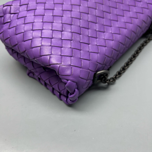 Bottega Veneta Small Olimpia Shoulder Bag Lambskin Intrecciato Purple