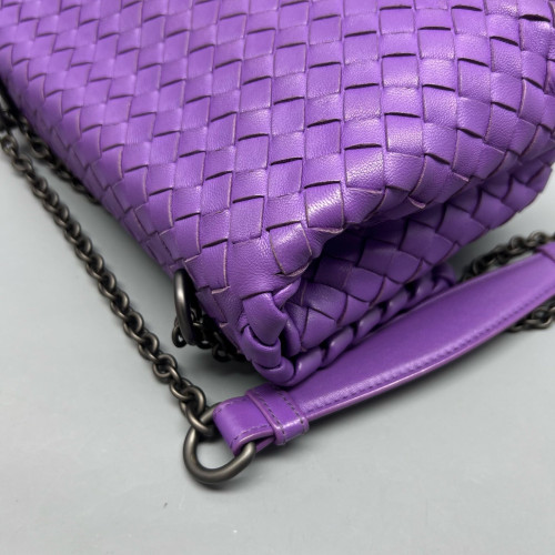 Bottega Veneta Small Olimpia Shoulder Bag Lambskin Intrecciato Purple