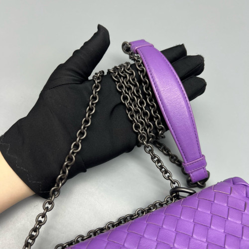 Bottega Veneta Small Olimpia Shoulder Bag Lambskin Intrecciato Purple