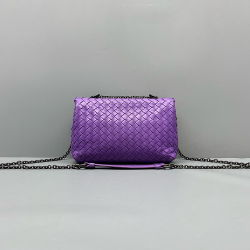 Bottega Veneta Small Olimpia Shoulder Bag Lambskin Intrecciato Purple