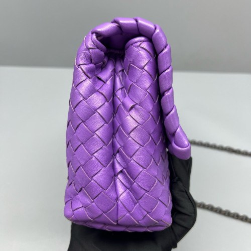 Bottega Veneta Small Olimpia Shoulder Bag Lambskin Intrecciato Purple