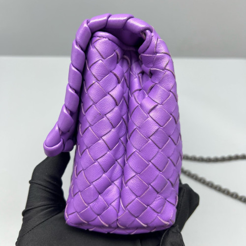 Bottega Veneta Small Olimpia Shoulder Bag Lambskin Intrecciato Purple