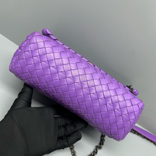 Bottega Veneta Small Olimpia Shoulder Bag Lambskin Intrecciato Purple