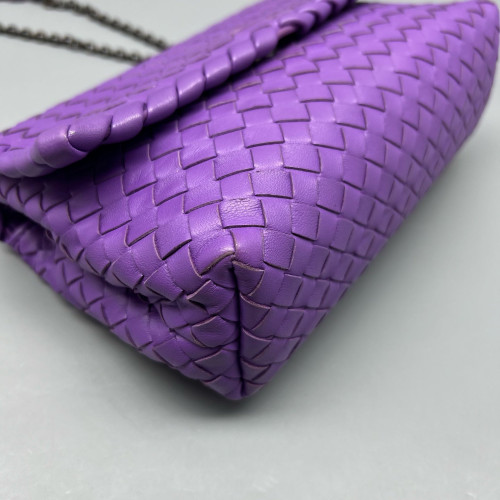 Bottega Veneta Small Olimpia Shoulder Bag Lambskin Intrecciato Purple