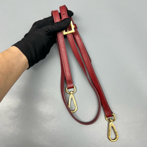 Fendi Boston Bag Canvas Calfskin Brown Red