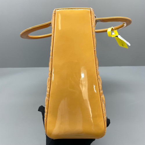 Dior Large Lady Dior Patent Calfskin Yellow