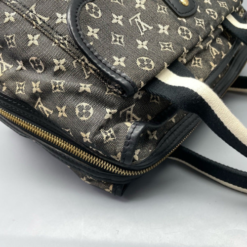 Louis Vuitton Handbag Denim Monogram Black Beige