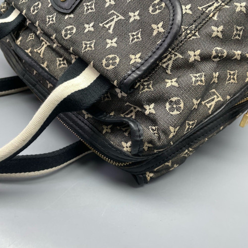Louis Vuitton Handbag Denim Monogram Black Beige