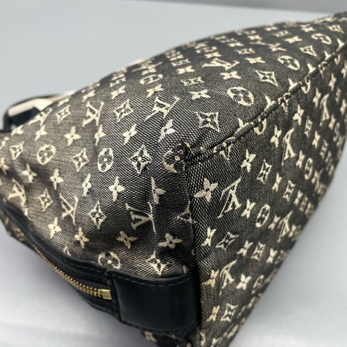 Louis Vuitton Handbag Denim Monogram Black Beige