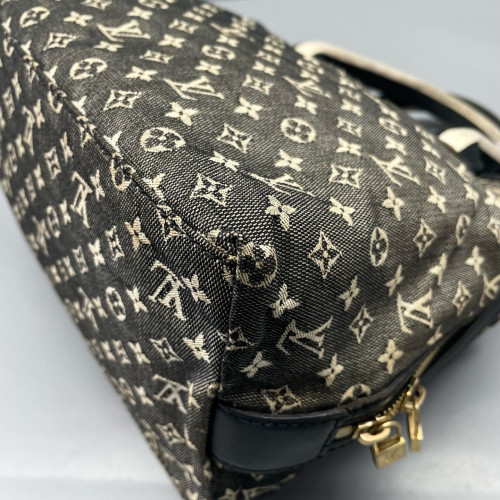Louis Vuitton Handbag Denim Monogram Black Beige