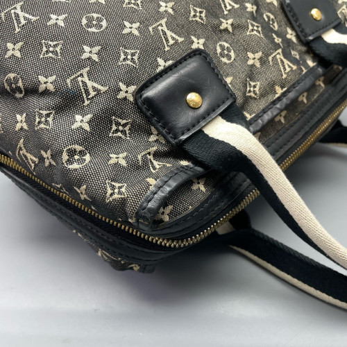 Louis Vuitton Handbag Denim Monogram Black Beige