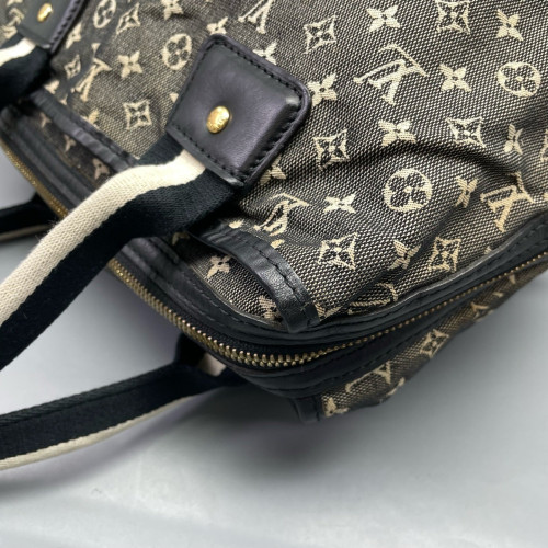 Louis Vuitton Handbag Denim Monogram Black Beige