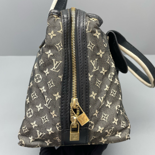 Louis Vuitton Handbag Denim Monogram Black Beige