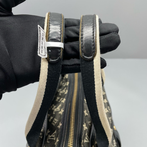 Louis Vuitton Handbag Denim Monogram Black Beige