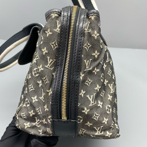 Louis Vuitton Handbag Denim Monogram Black Beige