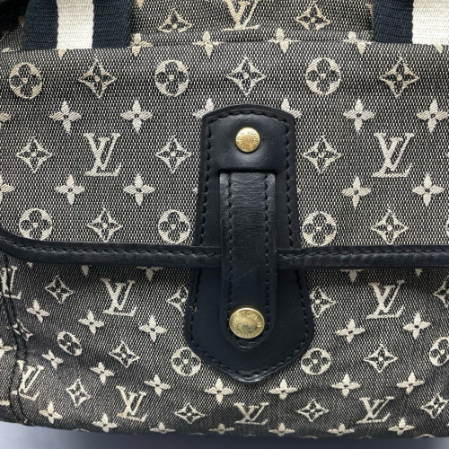 Louis Vuitton Handbag Denim Monogram Black Beige