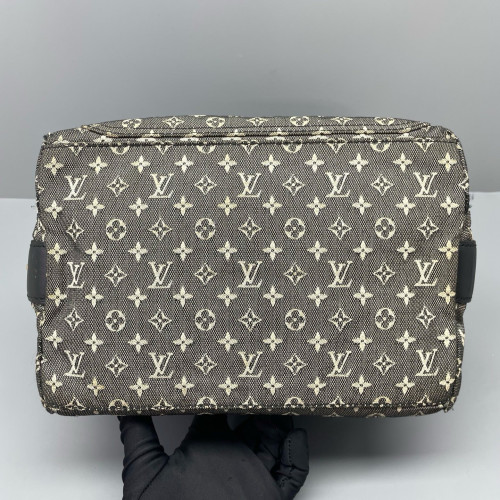 Louis Vuitton Handbag Denim Monogram Black Beige