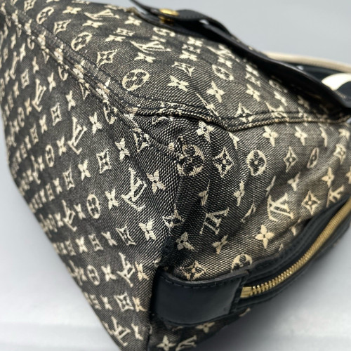 Louis Vuitton Handbag Denim Monogram Black Beige