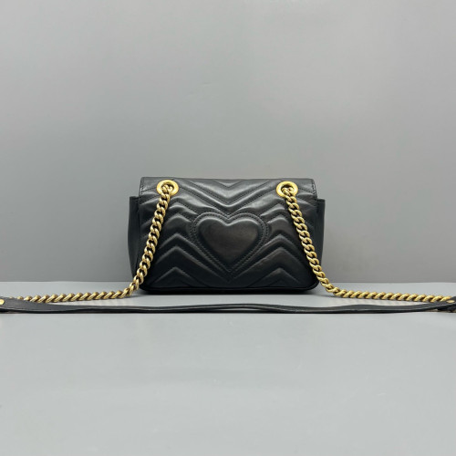Gucci Chevron Mini GG Marmont Calfskin Black Gucci Chevron Mini GG Marmont Calfskin Black