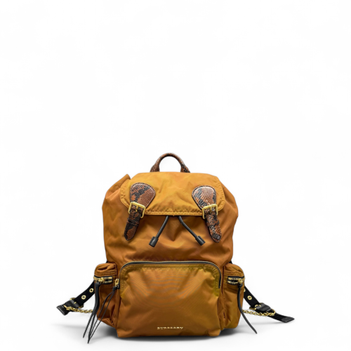 Burberry Medium Rucksack Backpack Nylon Snakeskin Brown Yellow