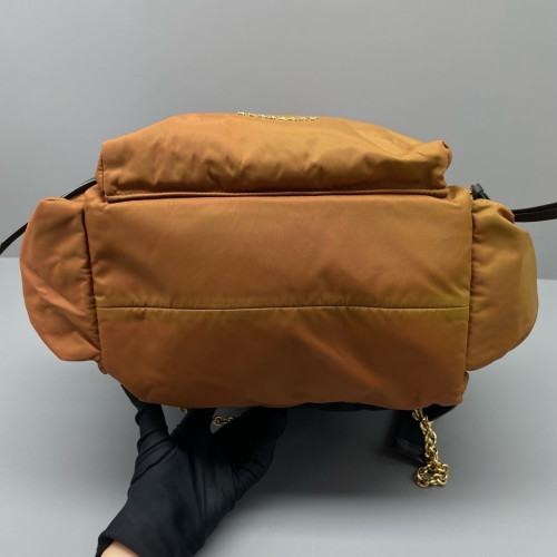 Burberry Medium Rucksack Backpack Nylon Snakeskin Brown Yellow