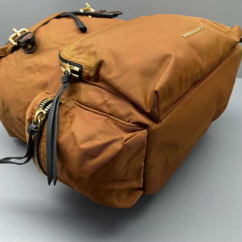 Burberry Medium Rucksack Backpack Nylon Snakeskin Brown Yellow