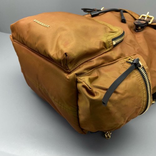 Burberry Medium Rucksack Backpack Nylon Snakeskin Brown Yellow
