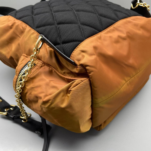 Burberry Medium Rucksack Backpack Nylon Snakeskin Brown Yellow