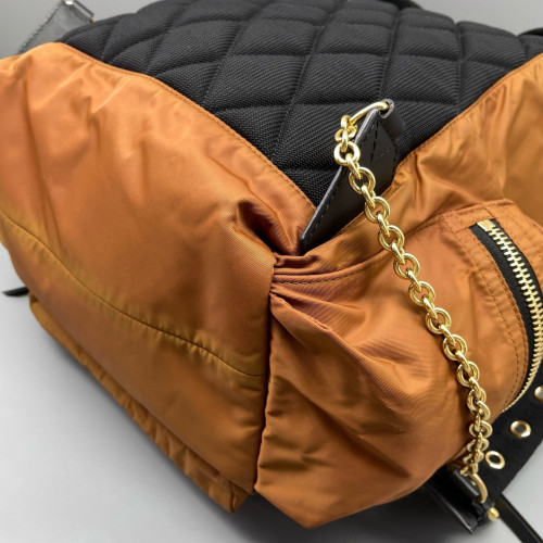 Burberry Medium Rucksack Backpack Nylon Snakeskin Brown Yellow