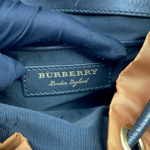 Burberry Medium Rucksack Backpack Nylon Snakeskin Brown Yellow