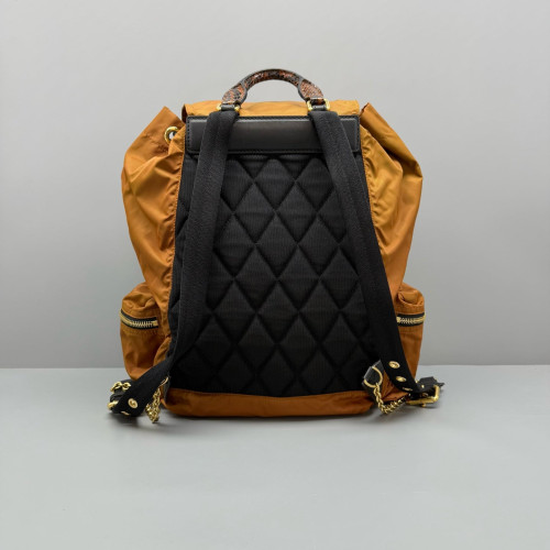 Burberry Medium Rucksack Backpack Nylon Snakeskin Brown Yellow