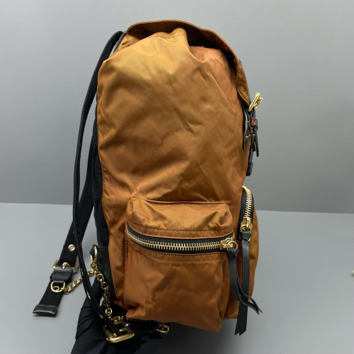 Burberry Medium Rucksack Backpack Nylon Snakeskin Brown Yellow