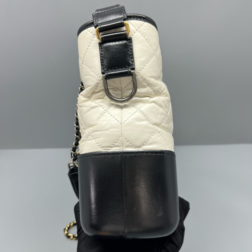 Chanel Quilted Medium Gabrielle Hobo Calfskin White Black