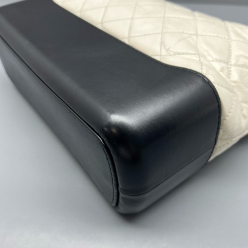 Chanel Quilted Medium Gabrielle Hobo Calfskin White Black