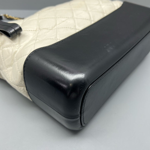 Chanel Quilted Medium Gabrielle Hobo Calfskin White Black