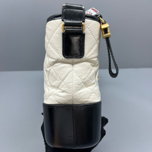 Chanel Quilted Medium Gabrielle Hobo Calfskin White Black