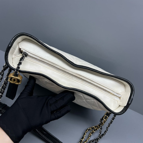 Chanel Quilted Medium Gabrielle Hobo Calfskin White Black