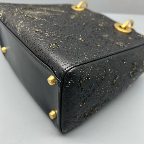 Dior Embroidered Medium Lady Dior Calfskin Black
